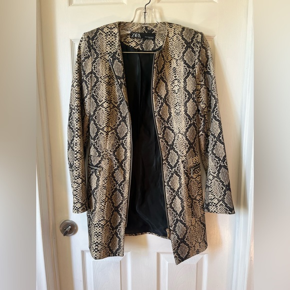 Zara Snake Print Blazer Frontal Zipper Size XS - Picture 10 of 10